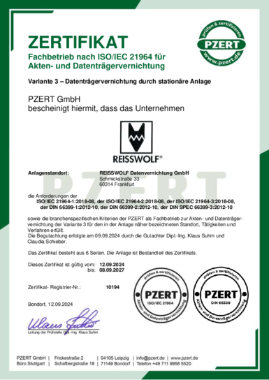 ISO/IEC 21964 REISSWOLF Frankfurt
